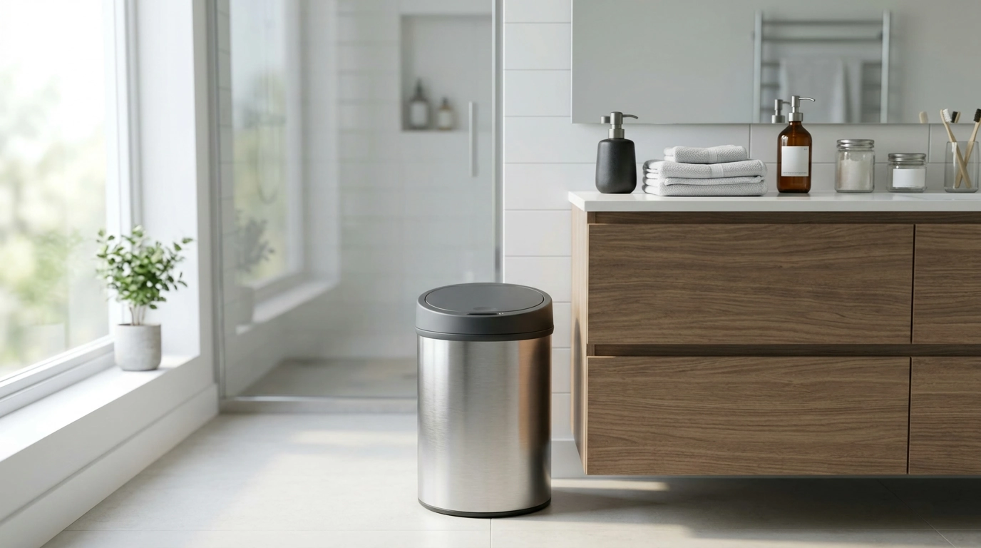 9L Touchless Sensor Trash Can: Metal Lid Bin